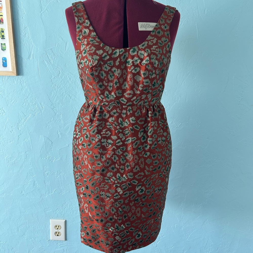 J. Crew Red and Green Patterned Mini Dress